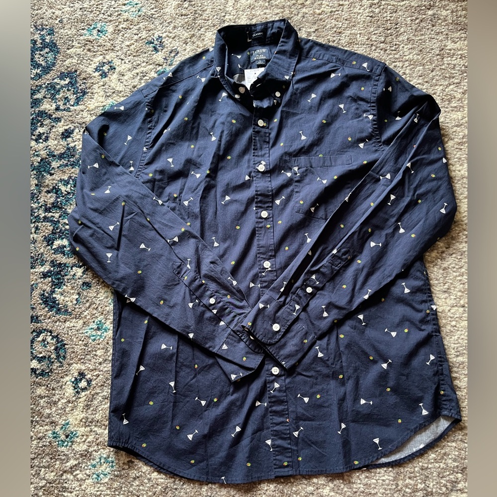 Men’s J. Crew Blue Martini Button Down size L NWT
